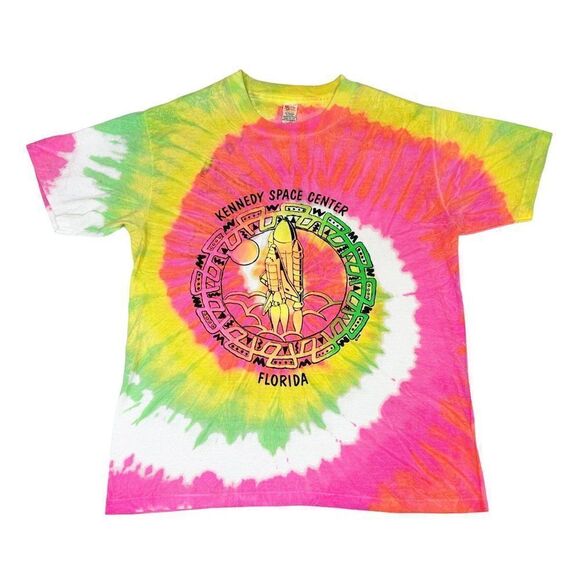 Vintage Kennedy Space Center T-Shirt XL Florida Tie Dye Puff Print Single Stitch - Picture 1 of 10